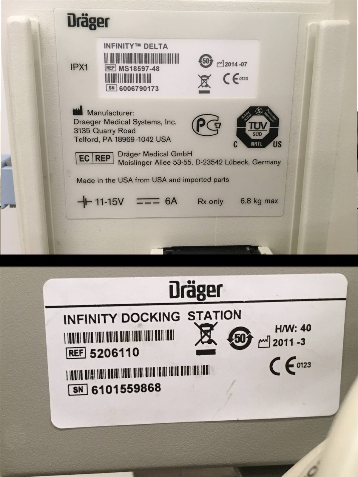 Dräger Infinity Delta MS18597-48 (2014) | Masimo SET | Stand | Dock | READ DESC