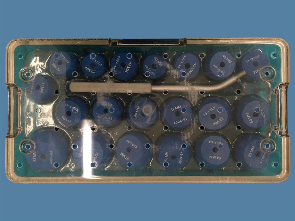 Zimmer Acetabular Gauge Set, 38-63mm w/ Handle & Case