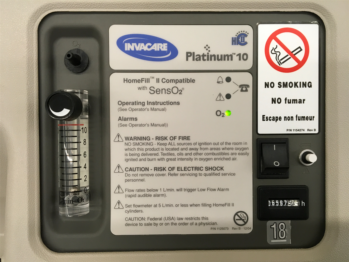 Invacare Platinum 10 - 10 Liter Oxygen Concentrator (6,567 Hours)