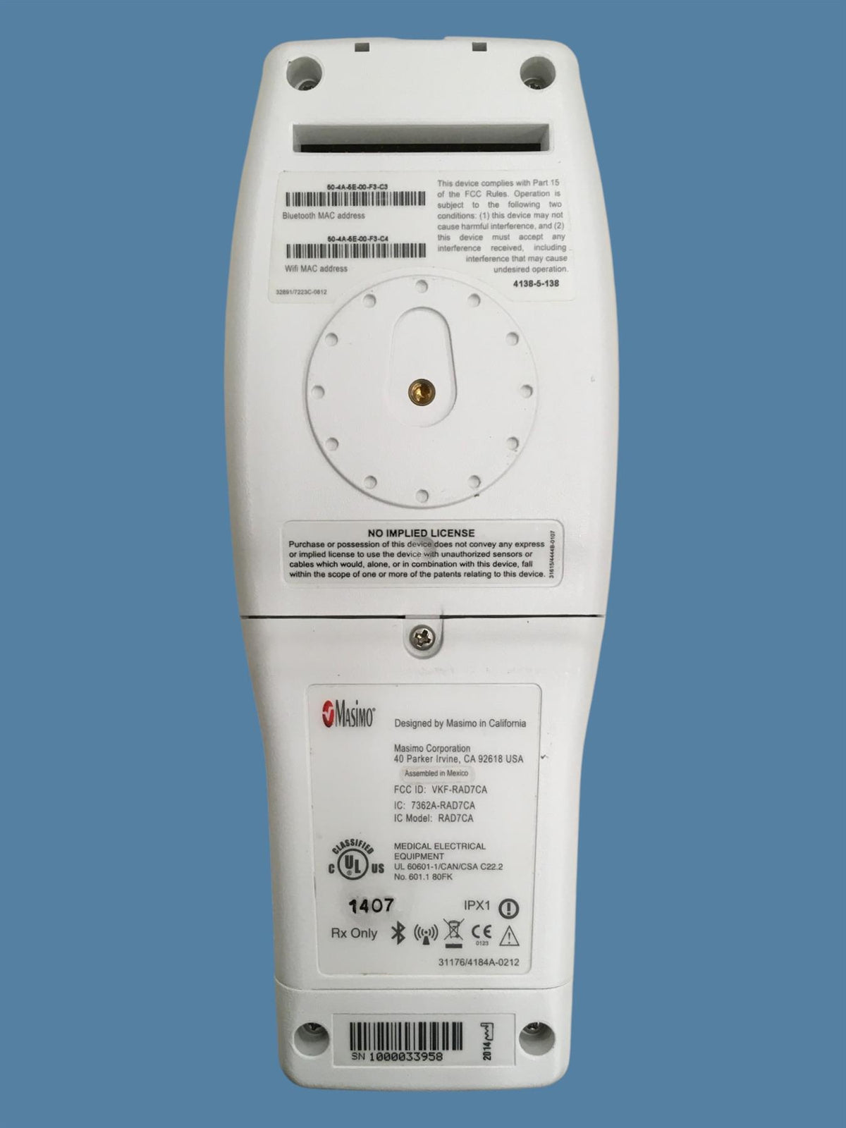 Masimo Radical-7 Rainbow Pulse Oximeter Monitor RAD7CA (For Parts/Repair)