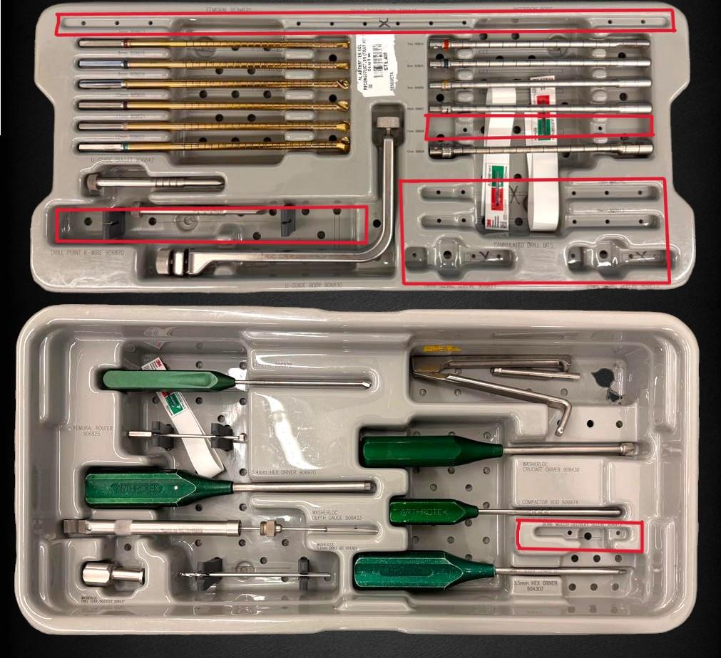Arthrotek Zimmer Biomet  ACL Trays Arthroscopy Orthopedics Trauma Tray 1 & 2