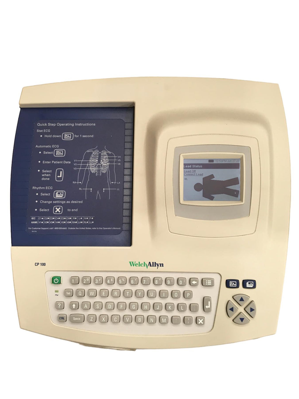 Welch Allyn CP100 Resting Interpretive EKG w/Patient Cable 400293 Interpretation