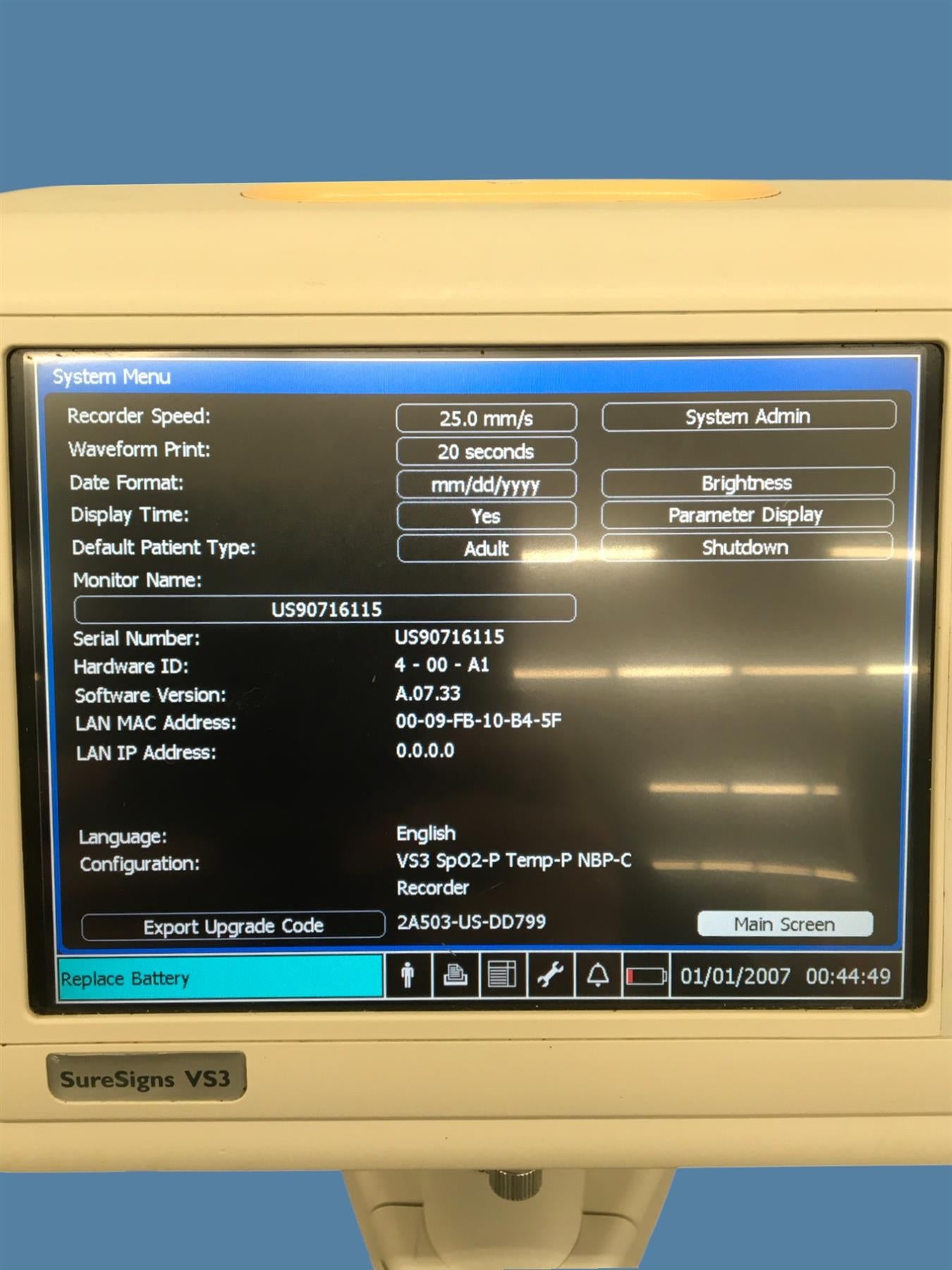 Philips SureSigns VS3 Vital Signs Monitor w/ Cart, Pulse/SpO2 Sensor, NIBP Hose