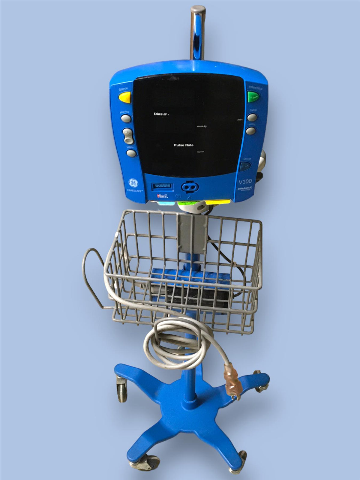 GE Dinamap CareScape Vital Signs Monitor NIBP, SpO2 Temp W/Rolling Cart V100/2038021-001 Product descriptions by channel: Add New Delete SourceSubSourceDescription EBAYmedicapro_US