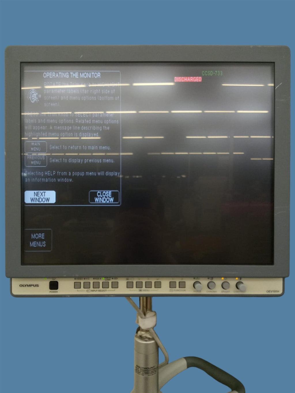 Olympus OEV191H High Definition LCD Monitor w/ Variable Height Rolling Stand