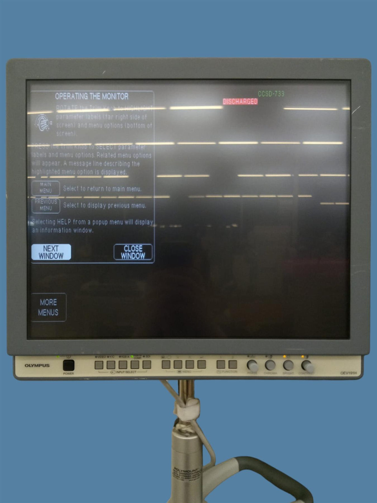 Olympus OEV191H High Definition LCD Monitor w/ Variable Height Rolling Stand