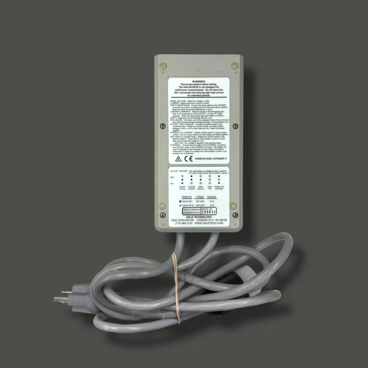 Dale Technology DALE601 Safety Analyzer w/ Storage Bag