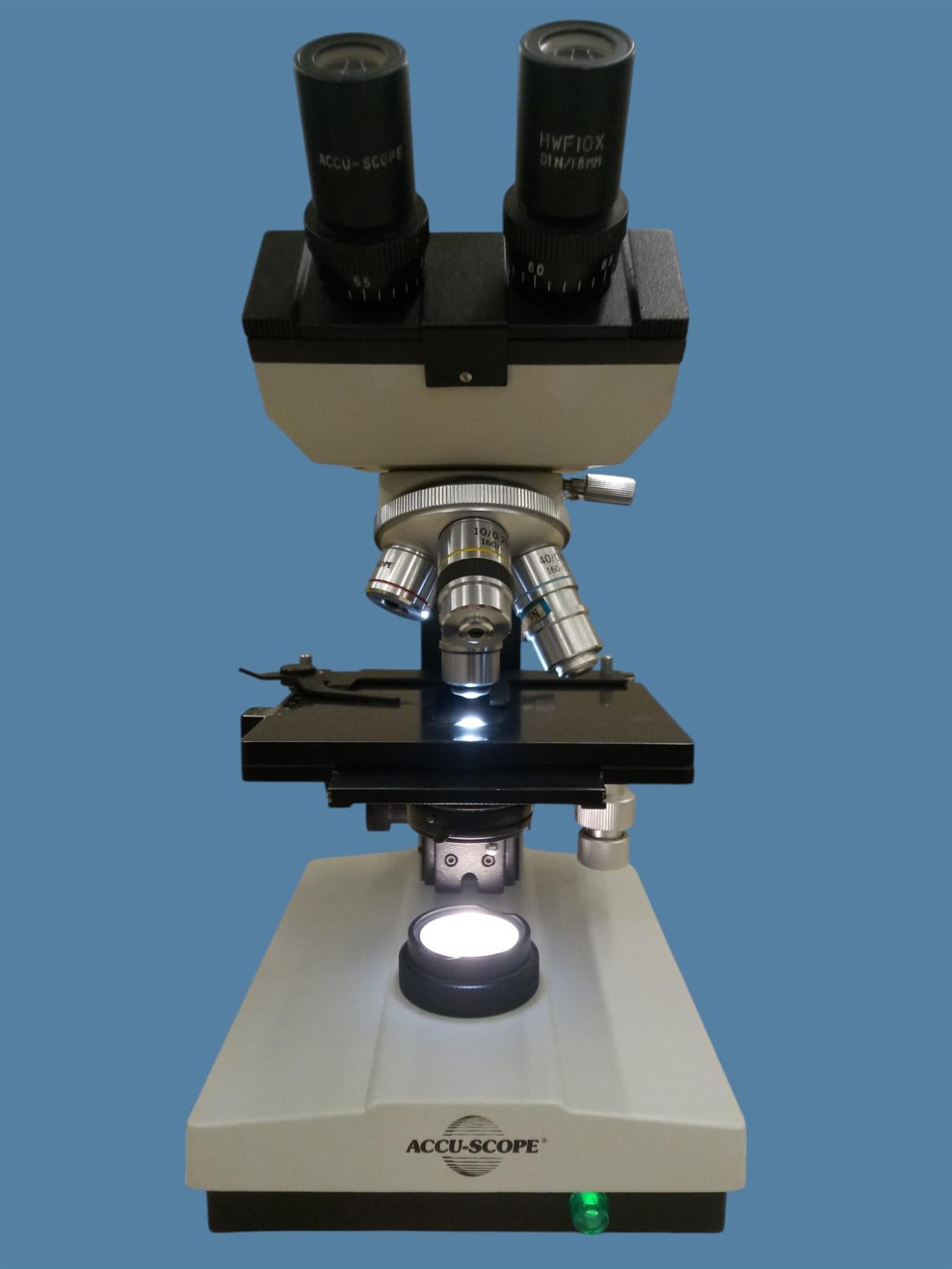 Accu-Scope Binocular Microscope w/ Halogen Light, 4x 10x 40x 100x Objectives