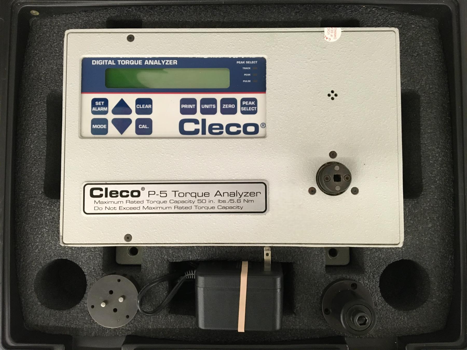 Cleco P-5 Digital Torque Analyzer / Tester w/ Travel Case, Power Supply
