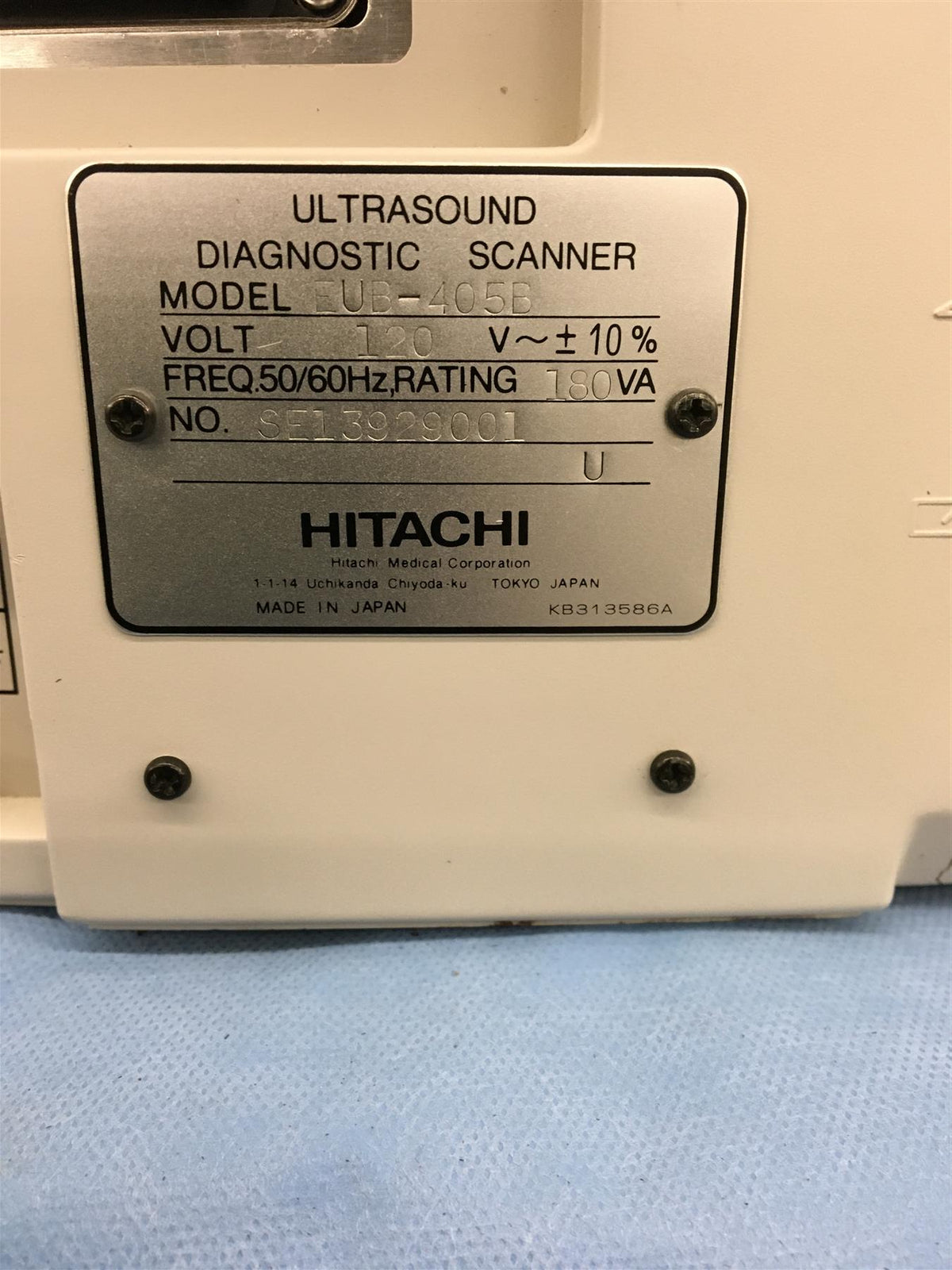 HITACHI EUB-405B PLUS ULTRASOUND DIAGNOSTIC SCANNER