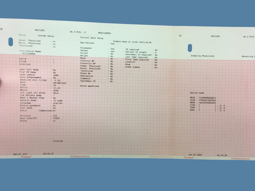 GE MAC 1200 Interpretive Resting Electrocardiograph ECG / EKG System 10116823