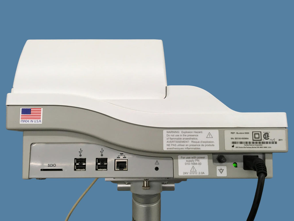 Cardiac Science Burdick 8300 ECG w/ Stand, Power Supply & 12-Lead Patient Cable