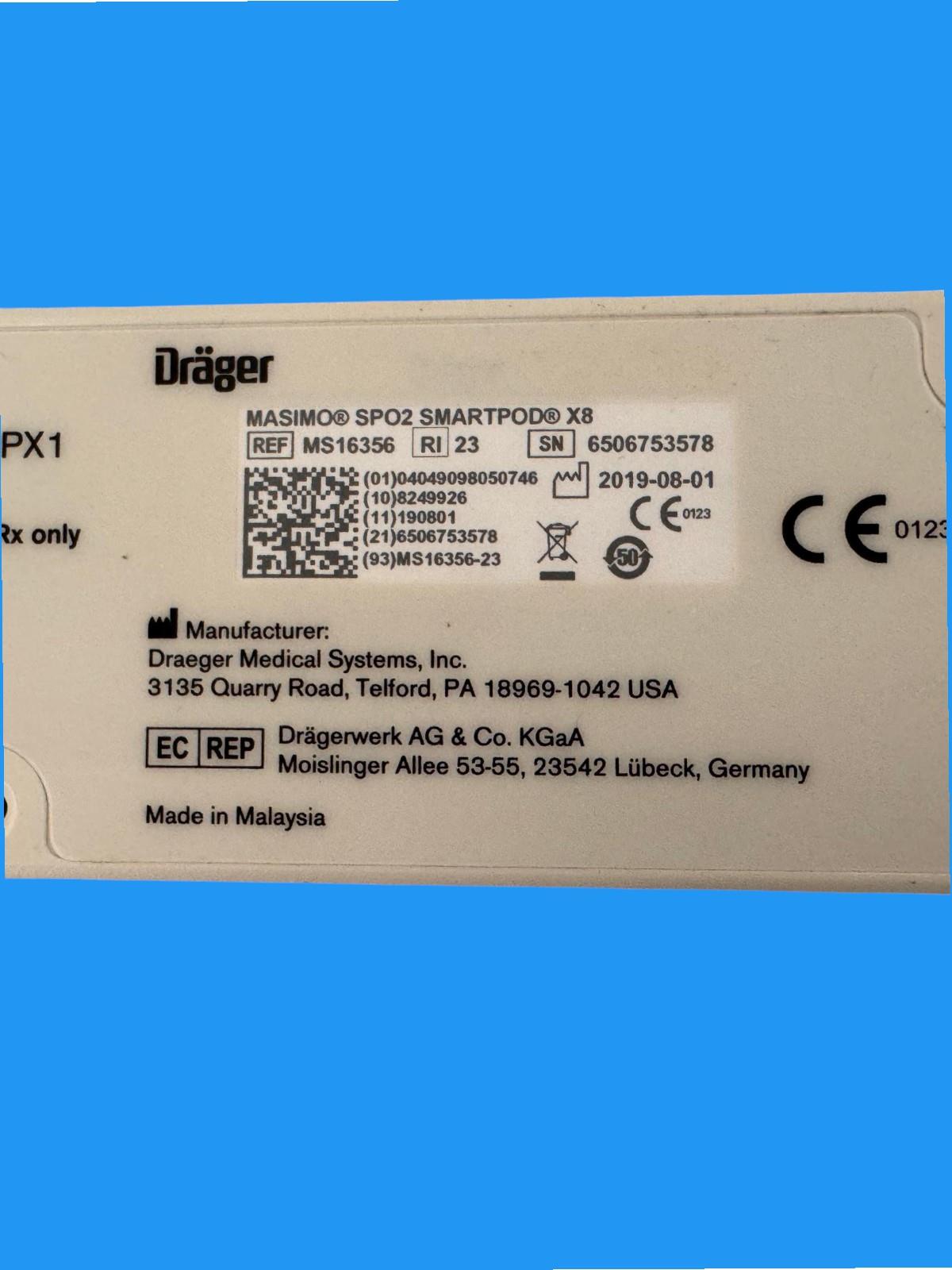 Drager Infinity Masimo Set SpO2 Smart Pod X8 - MS16356