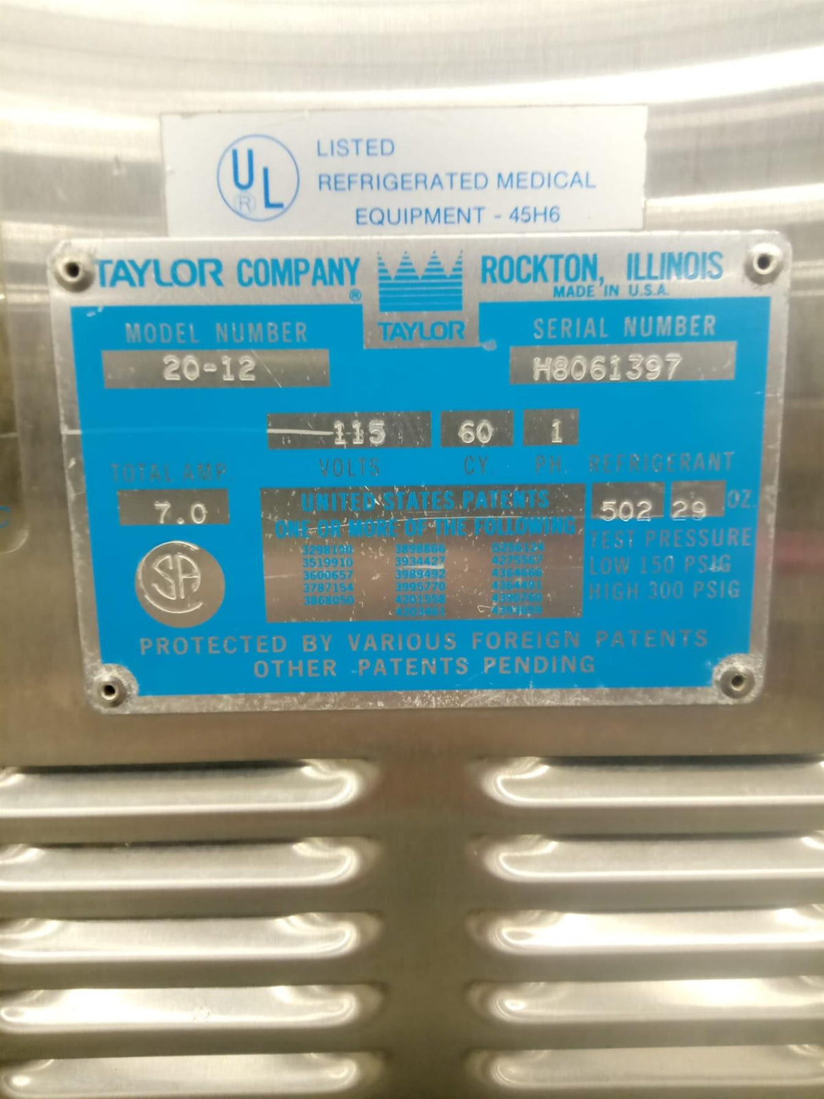 Taylor Company 20-12 Surgical Slush Freezer