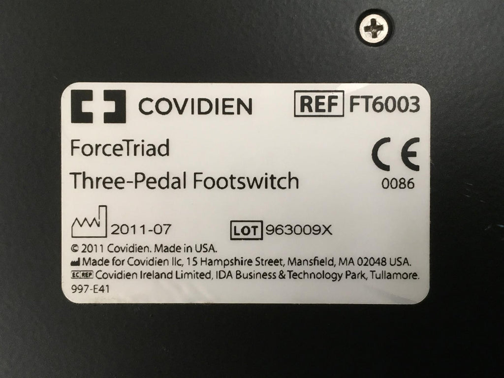 Covidien ValleyLab FT6003 Force Triad Three Pedal Footswitch
