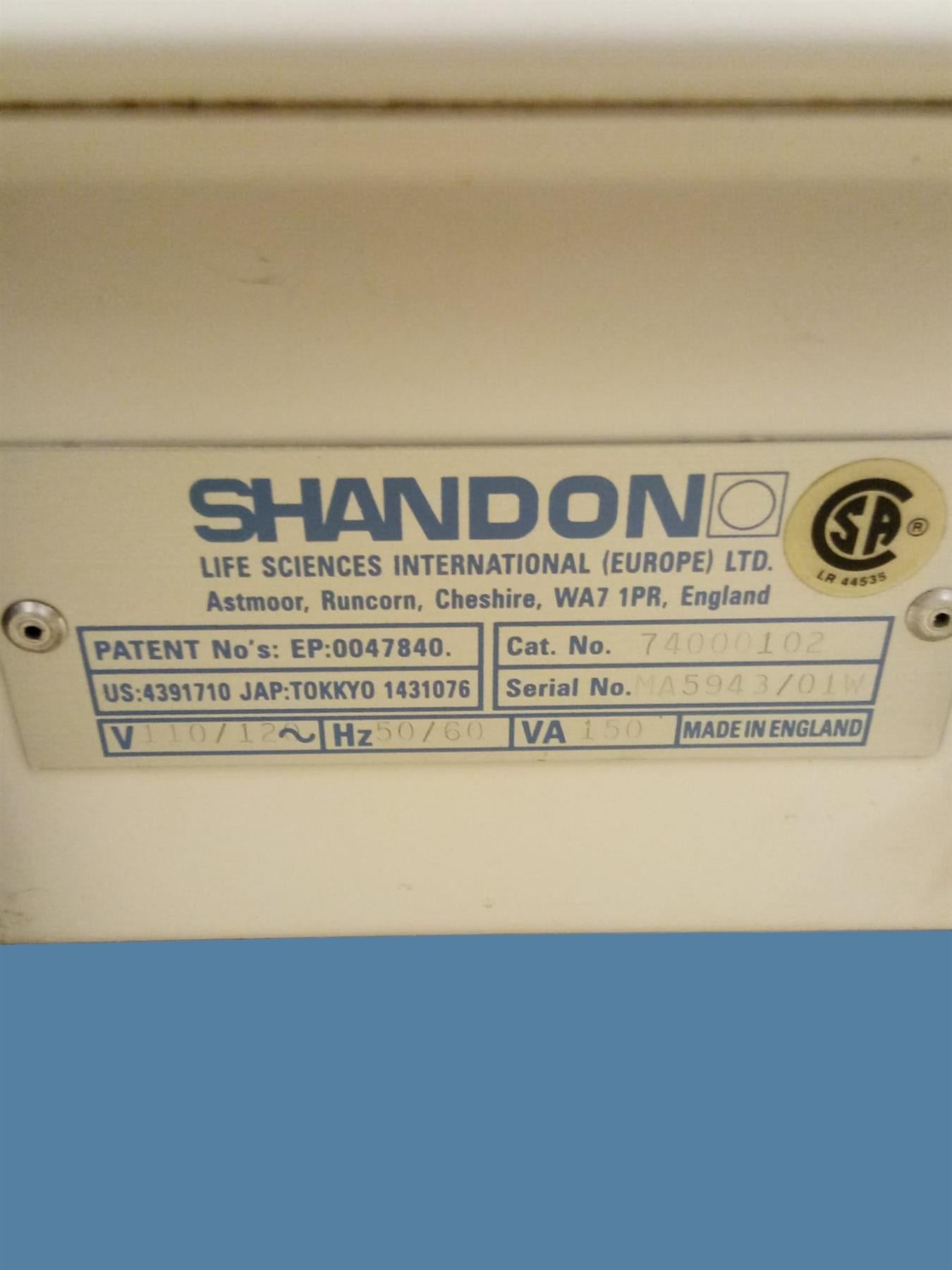 Shandon Cytospin 3 Cytocentrifuge 74000102 w/ Rotor Assembly