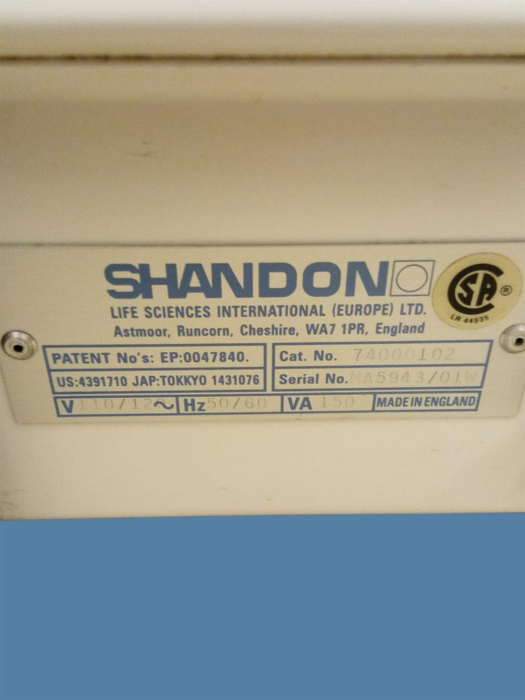 Shandon Cytospin 3 Cytocentrifuge 74000102 w/ Rotor Assembly