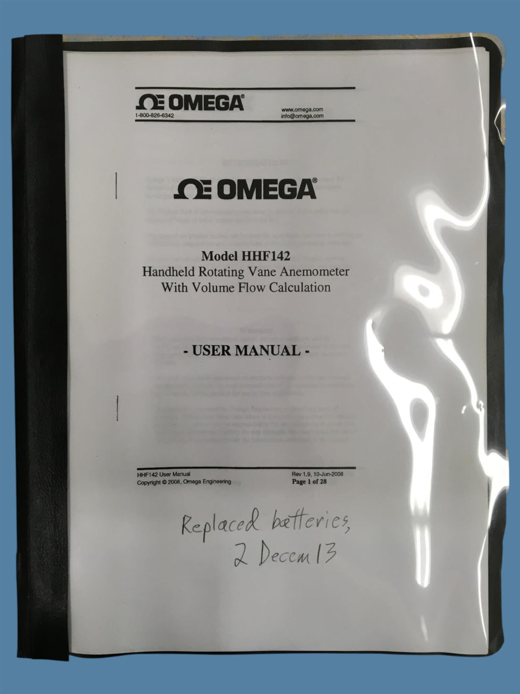 Omega HHF142 Handheld Rotating Vane Anemometer w/ Volume Flow Calculation