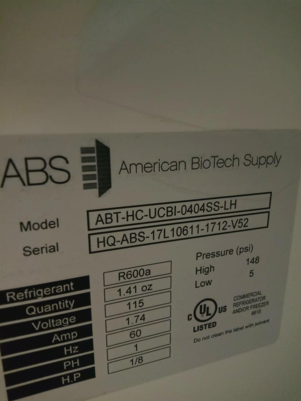 American Biotech Supply ABT-HC-UCBI-0404SS-LH Pharmaceutical Fridge/Freezer