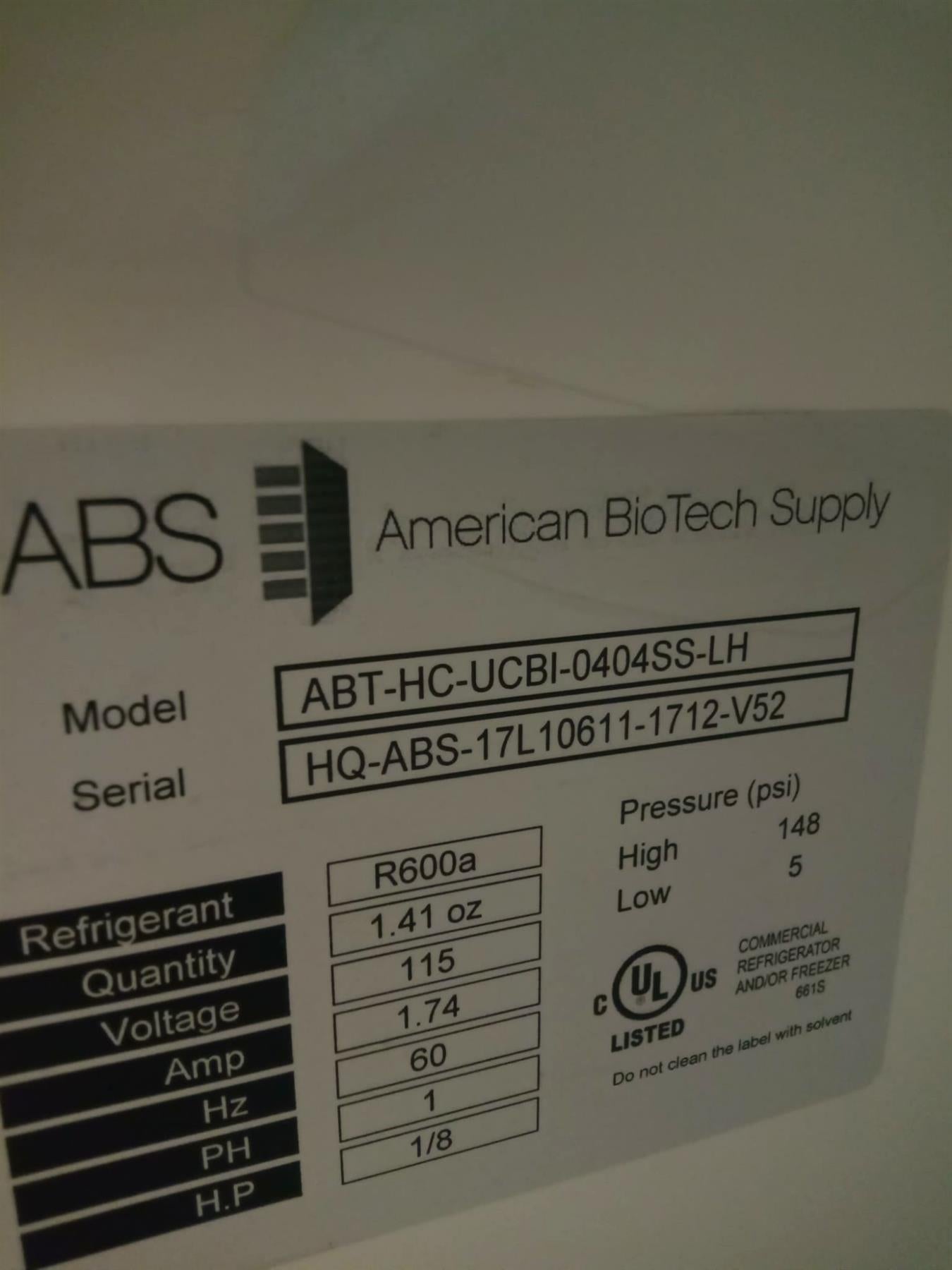 American Biotech Supply ABT-HC-UCBI-0404SS-LH Pharmaceutical Fridge/Freezer