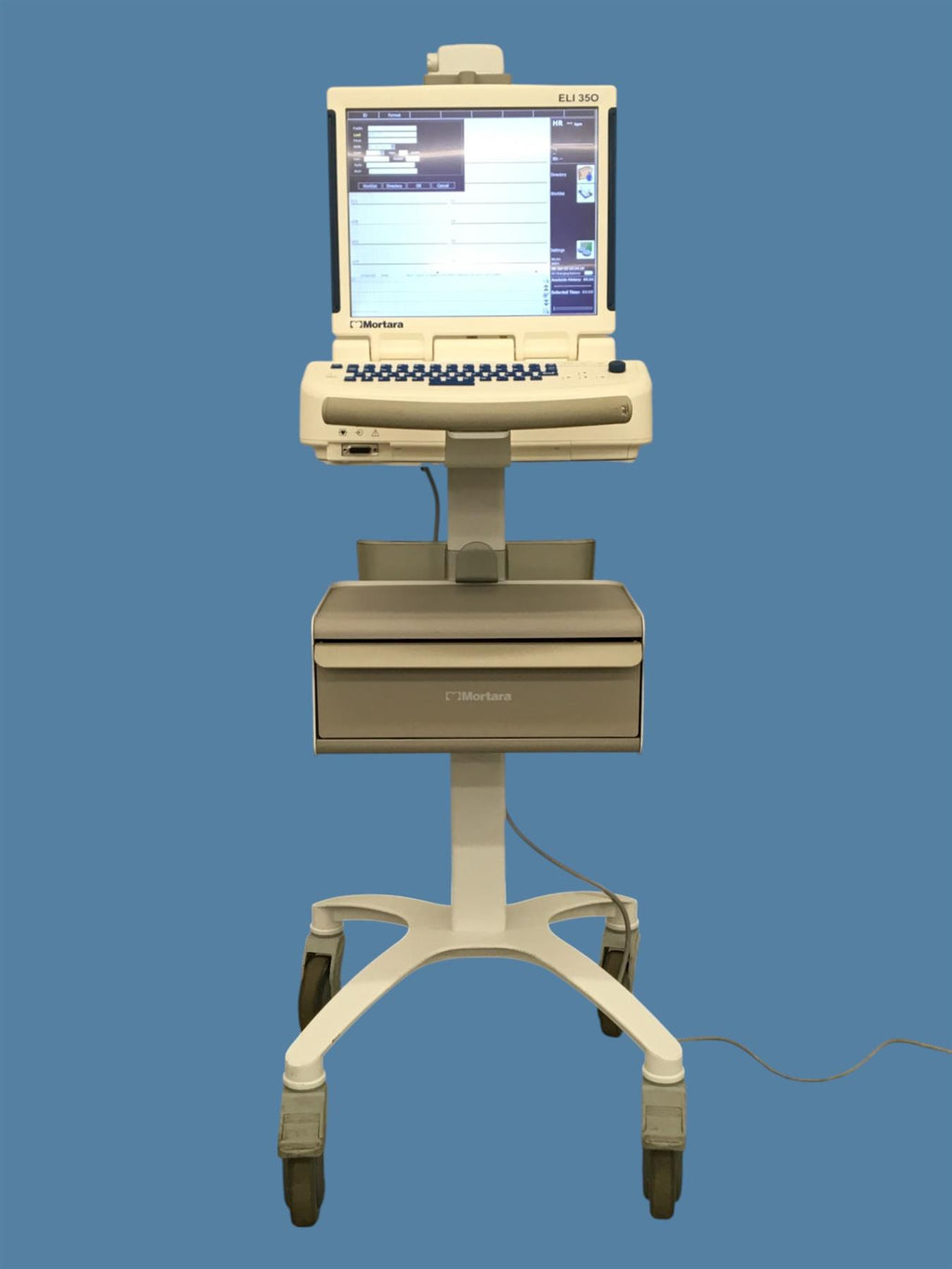 Mortara ELI 350 Electrocardiograph w/ Cart & WAM Module/Leads