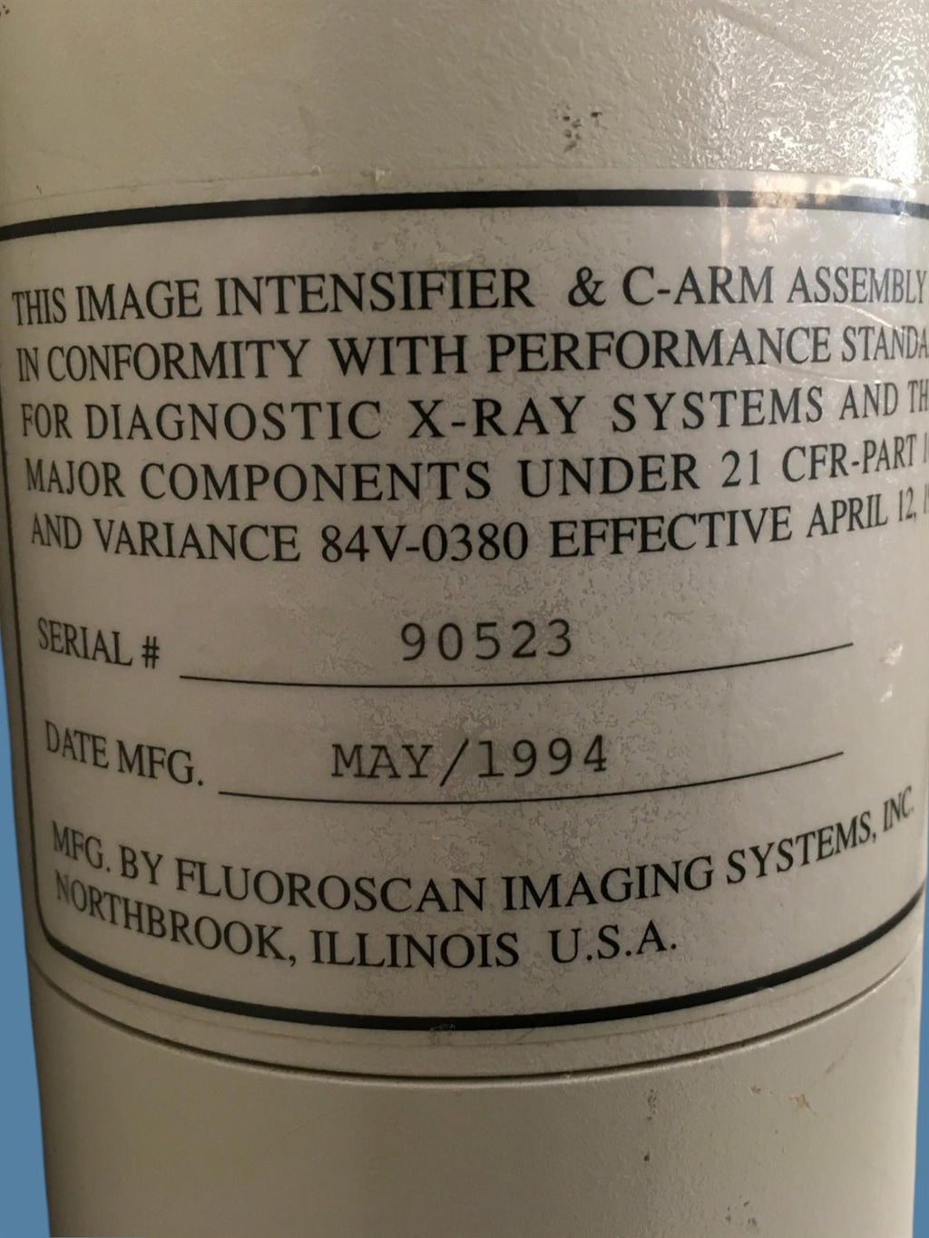 Fluoroscan Mini C-Arm Assembly - Image Intensifier & X-Ray Tube Housing - 94/98
