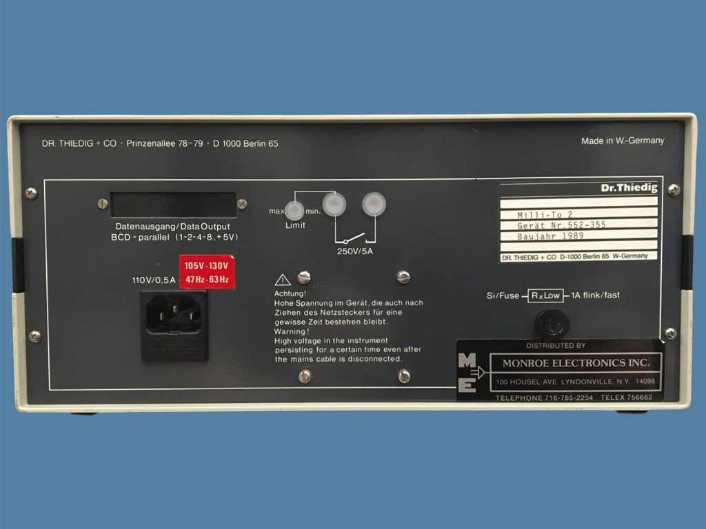 Dr. Thiedig Milli-To 2 Wide Range Resistance Meter (2 Milliohm to 2 Teraohm)
