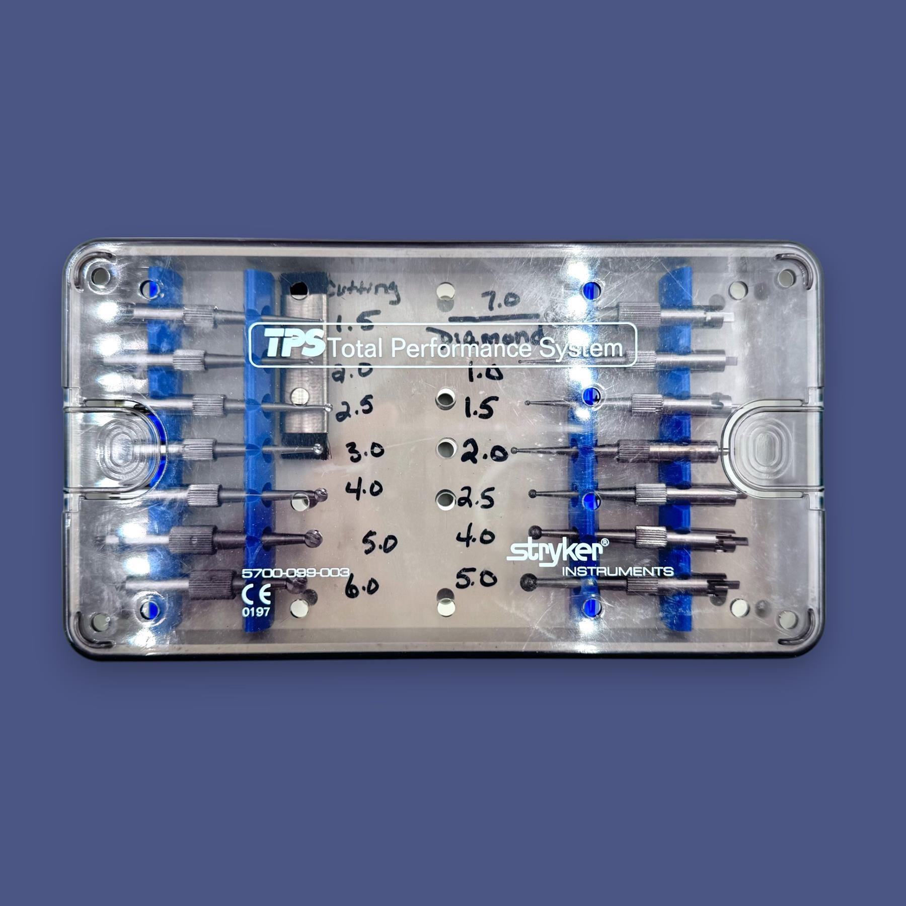 Stryker TPS 11-Piece Carbide Bur Set w/ Sterilization Tray 5700-099-003