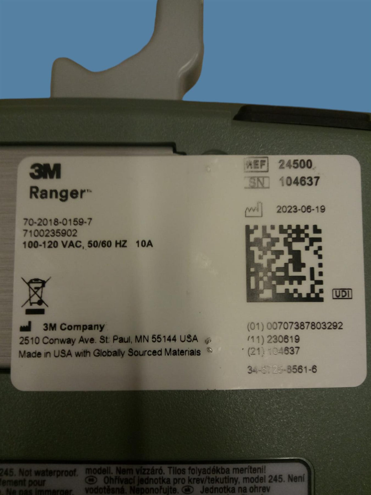 3M Ranger 24500 Blood / Fluid Warming Unit