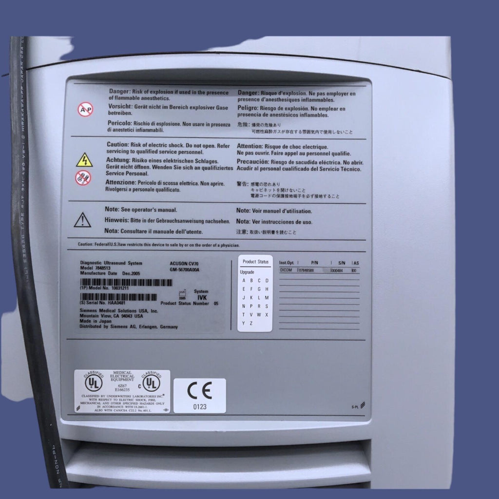 Siemens Acuson CV70 7848513 Ultrasound