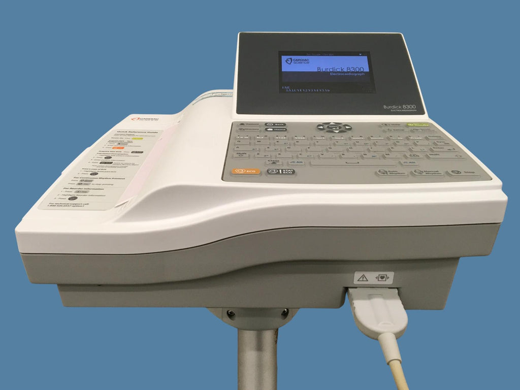 Cardiac Science Burdick 8300 ECG w/ Stand, Power Supply & 12-Lead Patient Cable