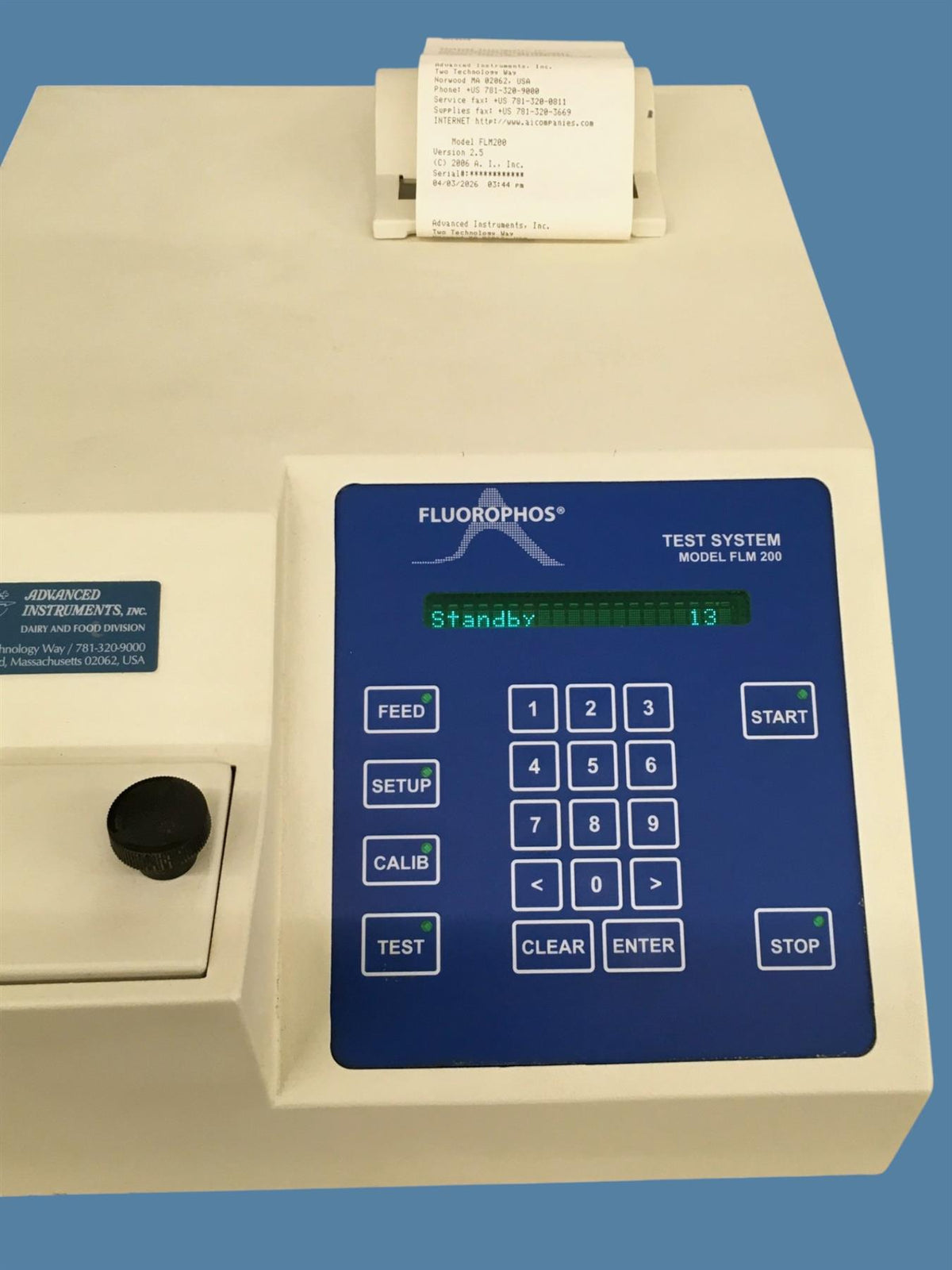 Advanced Instruments FLM-200 Fluorophos Test System v2.5