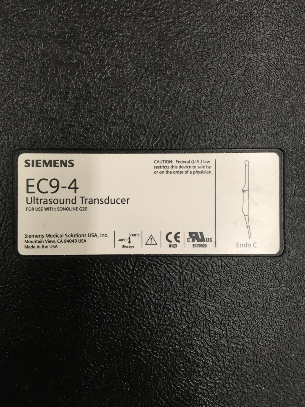 Siemens EC9-4 Endocavity Ultrasound Transducer Probe with Travel Case