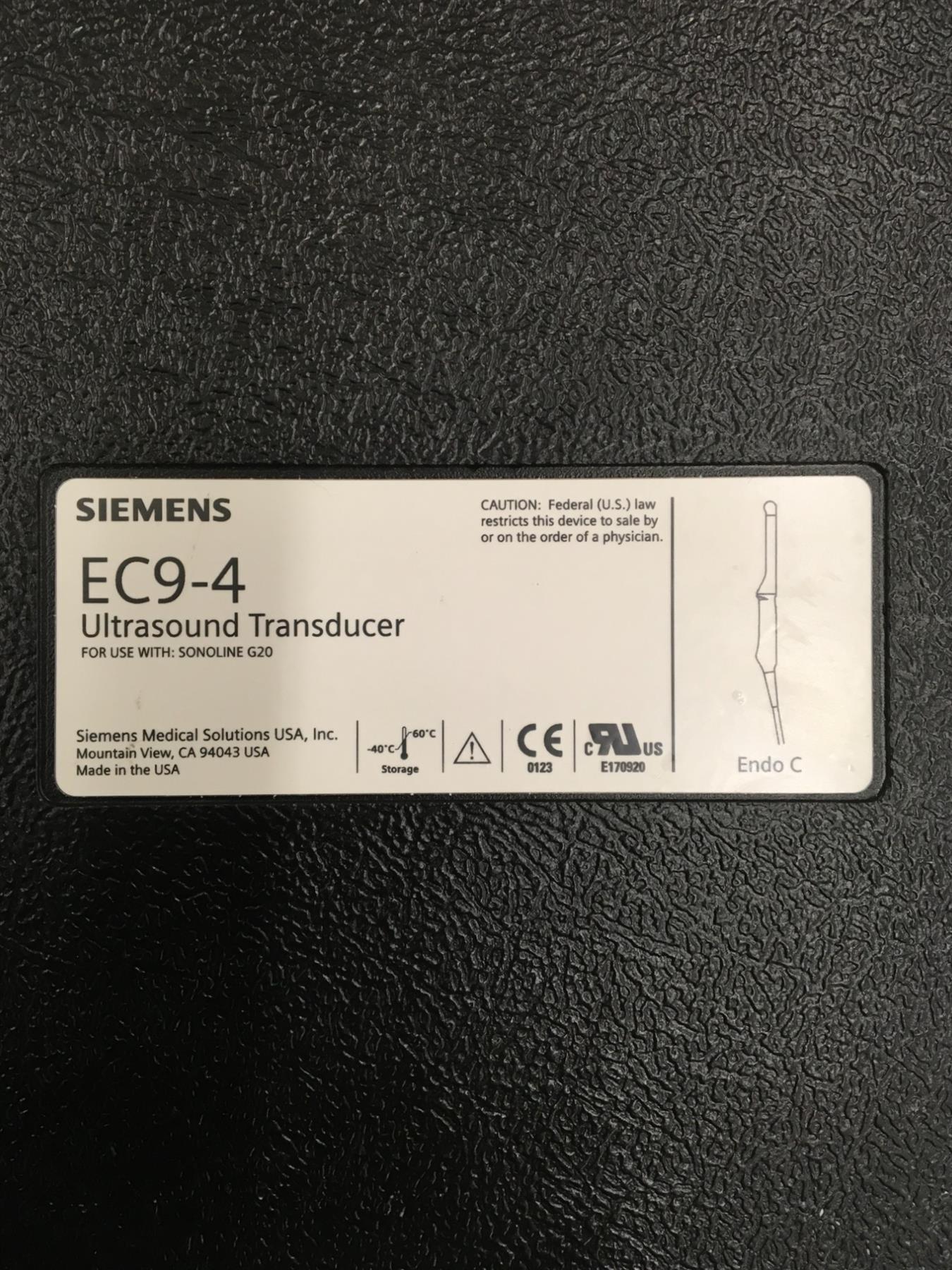 Siemens EC9-4 Endocavity Ultrasound Transducer Probe with Travel Case