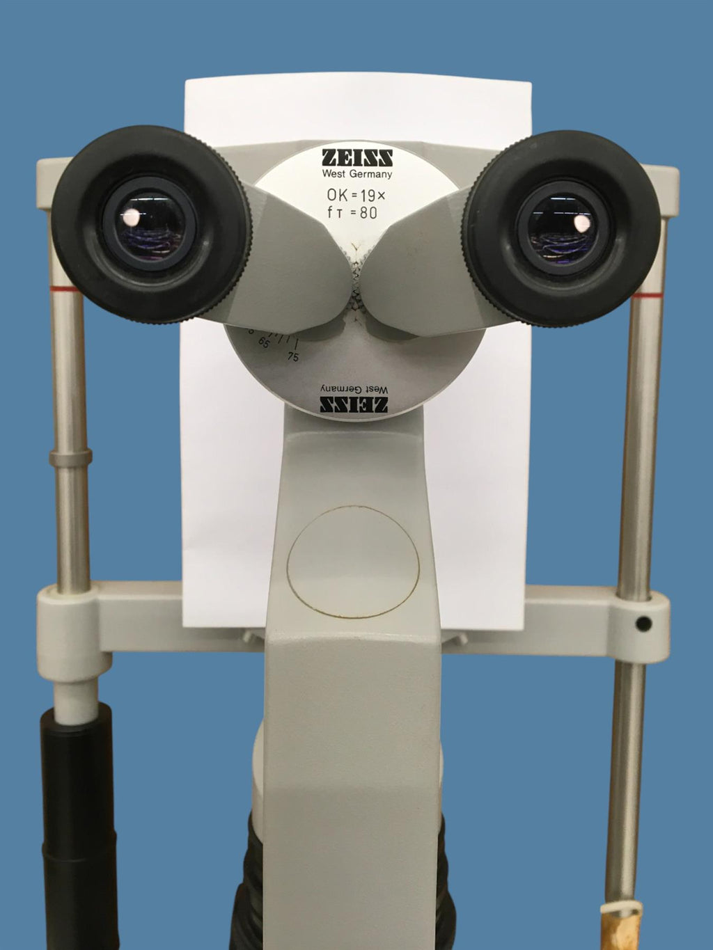 Carl Zeiss 10 SL Slit Lamp w/ OK=19x, ƒ T = 80 Binocular Eyepiece w/ Cart/Stand