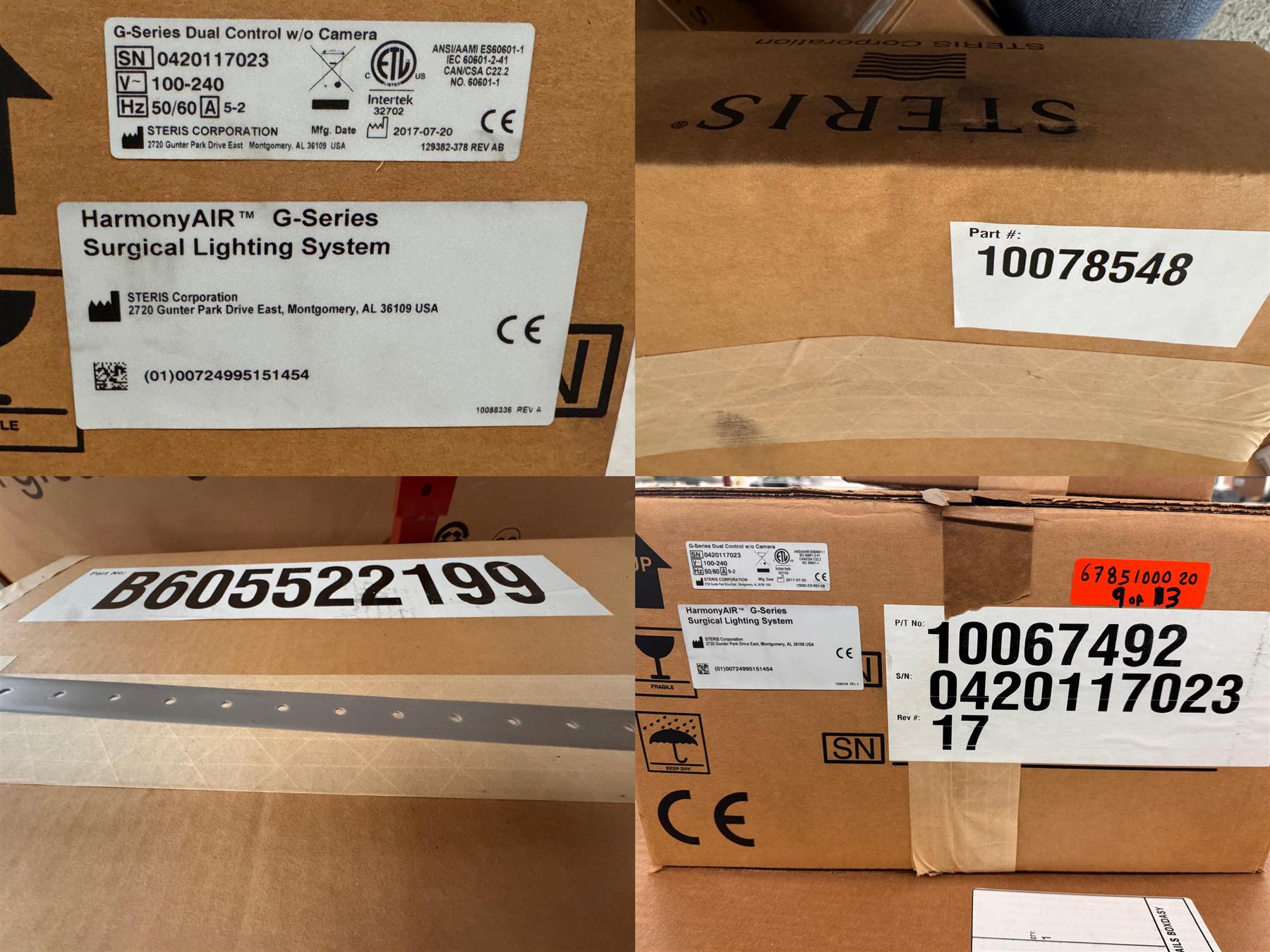 Steris HarmonyAir G-Series G5 Dual lighthead Surgical Lighting Sys W Equip Boom