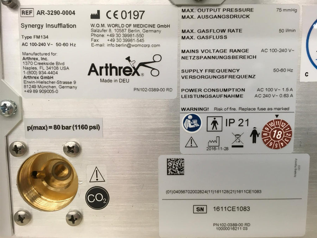 Arthrex AR-3290-0004 Synergy Insufflator Console (Screen Not Working)