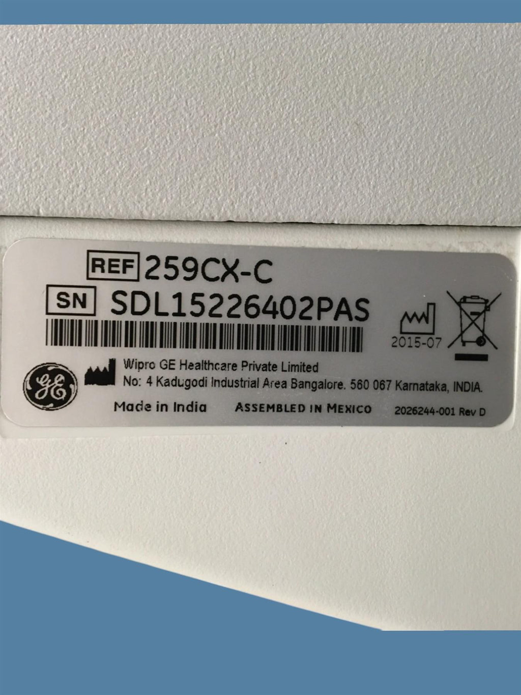 Wipro GE Healthcare 259CX-C Corometrics 250cx Series Fetal Monitor