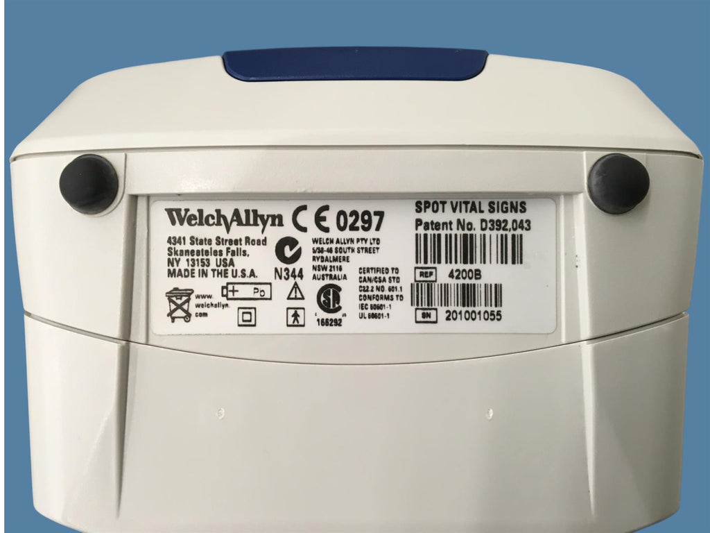 Welch Allyn Spot Vital Signs 4200B Patient Monitor w/ Cart & Power Supply