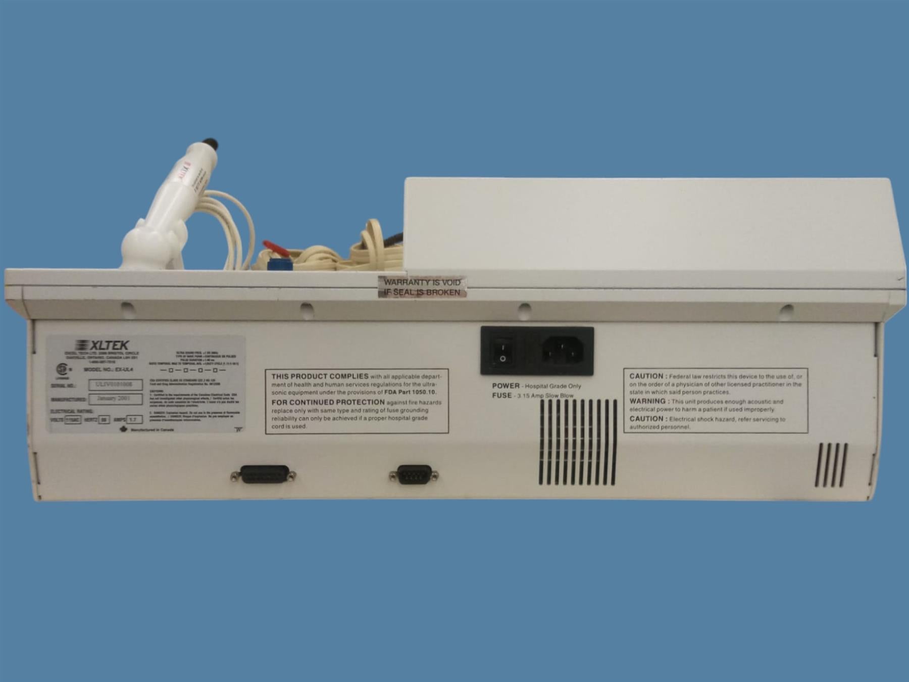 XLTEK Ultra IV Ultrasound/Electrotherapy Unit (EX-UL4) w/ Applicator & Leads