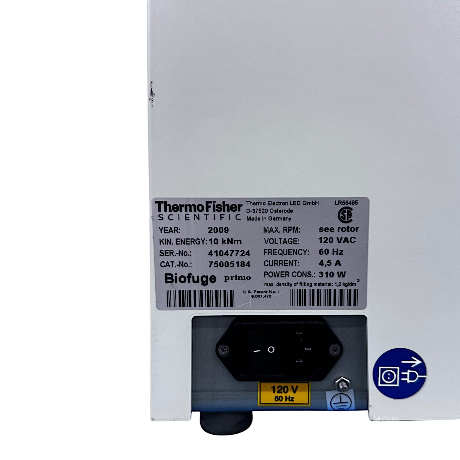 Thermo Scientific Sorvall Biofuge Primo Benchtop Centrifuge w/ #7591 Rotor