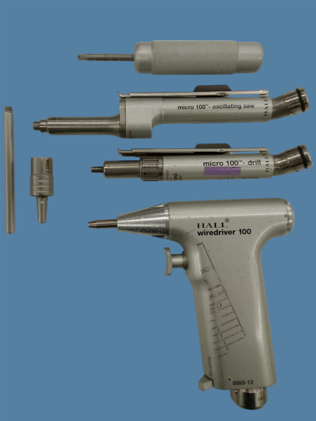 Zimmer Hall Wiredriver 100 w/ Case, Micro 100 Drill + Oscillating Saw, Hose, etc