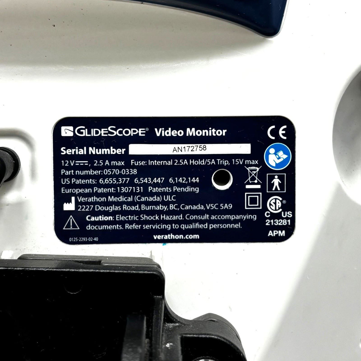 Verathon Medical ULC GlideScope Video Monitor 0570-0338