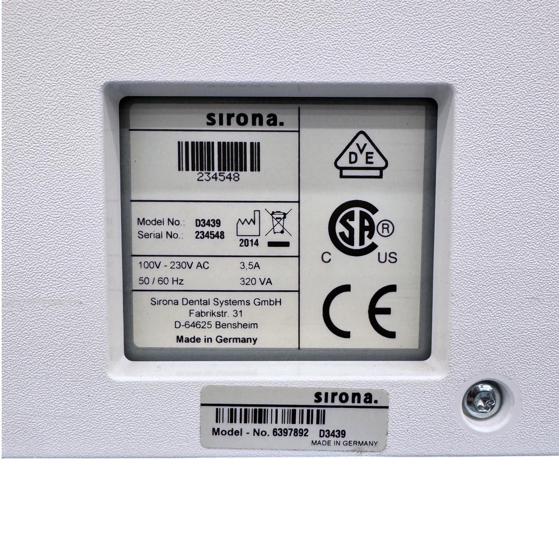 Sirona Cerec MC X Dental CAD/CAM Milling Machine