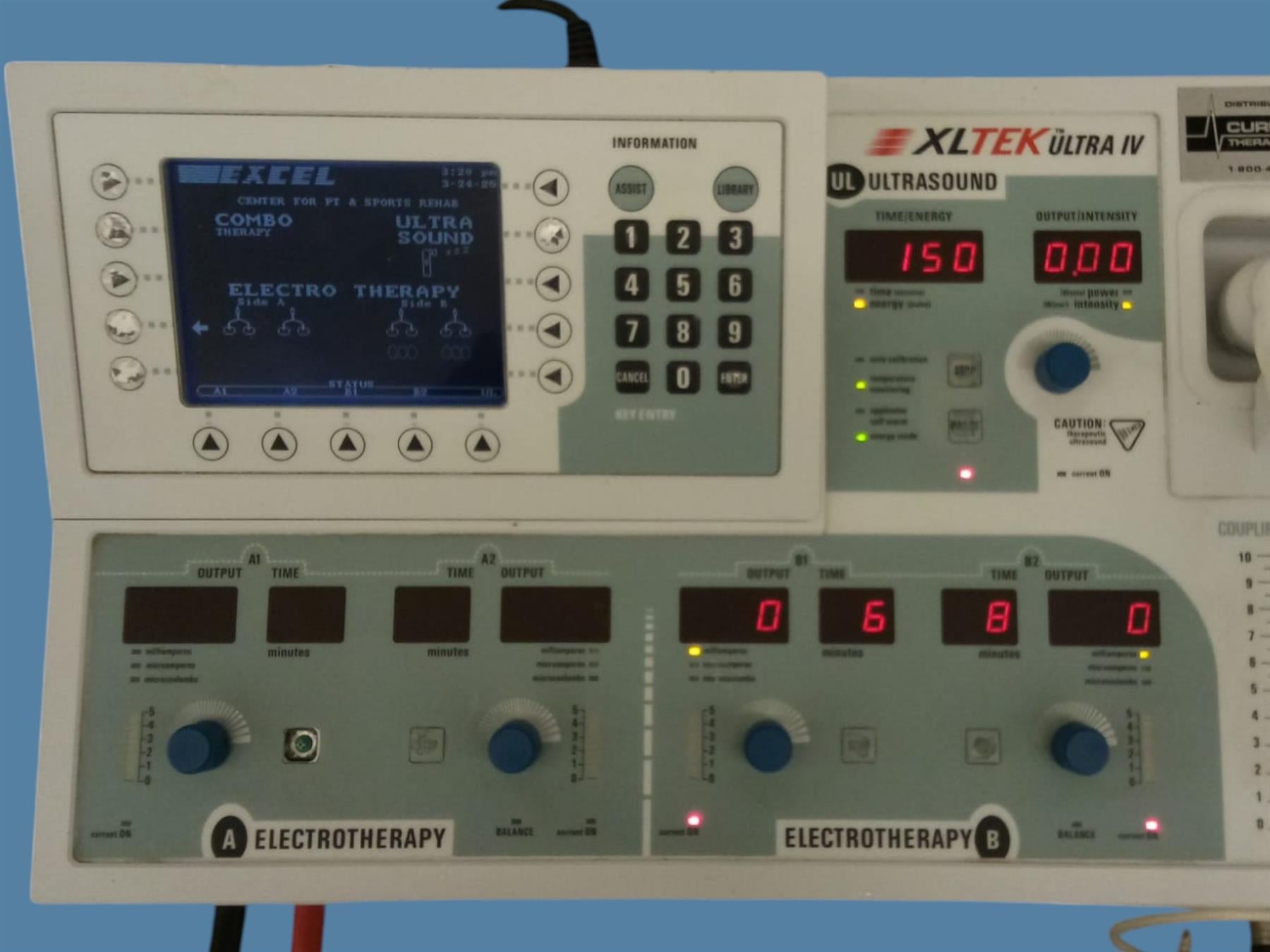 XLTEK Ultra IV Ultrasound/Electrotherapy Unit (EX-UL4) w/ Applicator & Leads