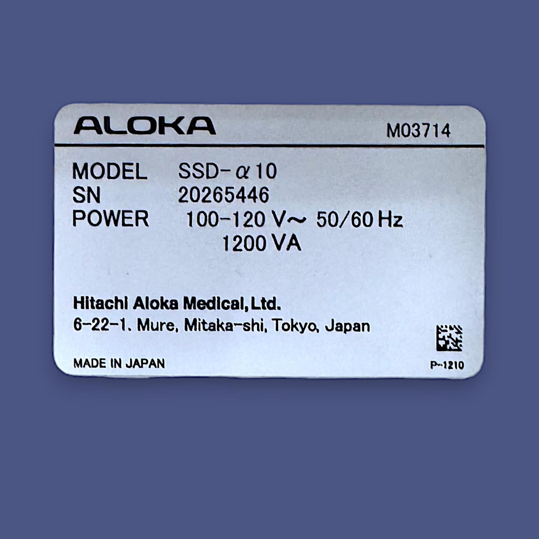 Hitachi Aloka SSD- a10 Prosound Ultrasound System w/ Aloka 9130 Probe