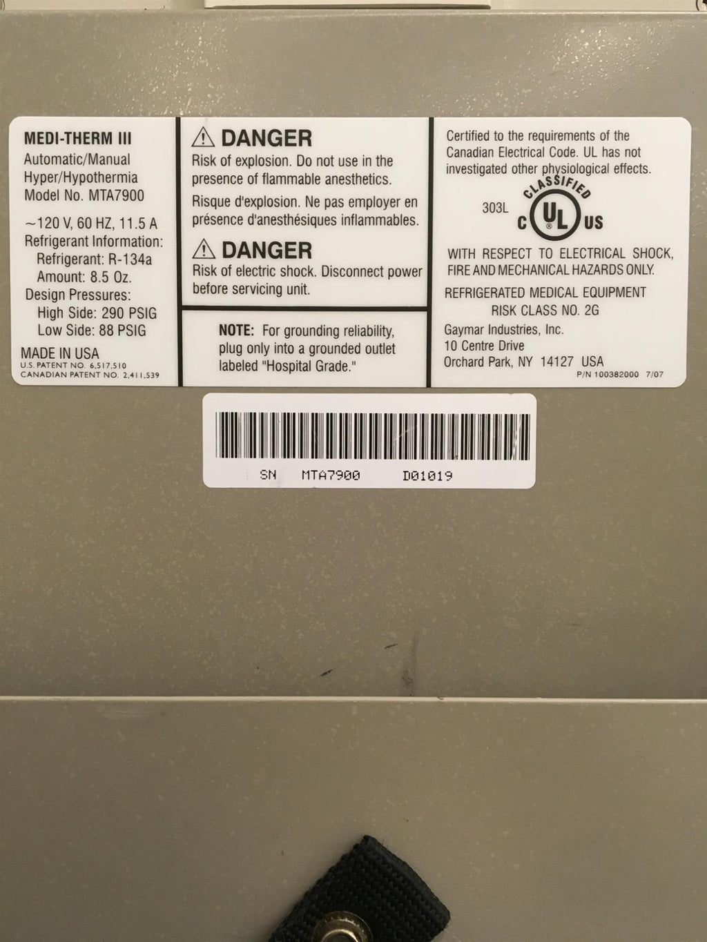 Gaymar MTA7900 Medi-Therm III Automatic/Manual Hyper/Hypothermia System