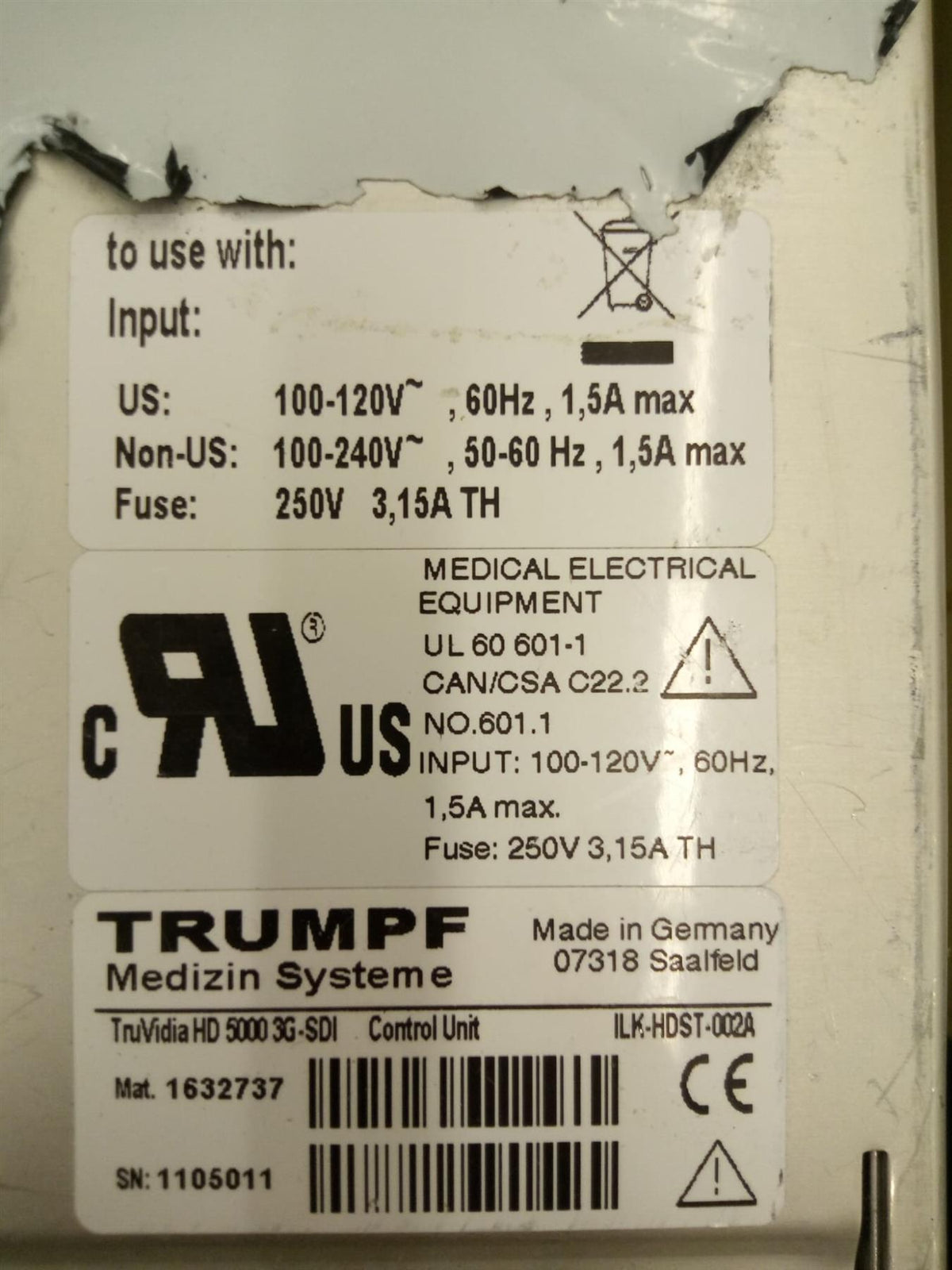 Trumpf TruVidia HD 5000 3G-SDI Control Unit - ILK-HDST-002A