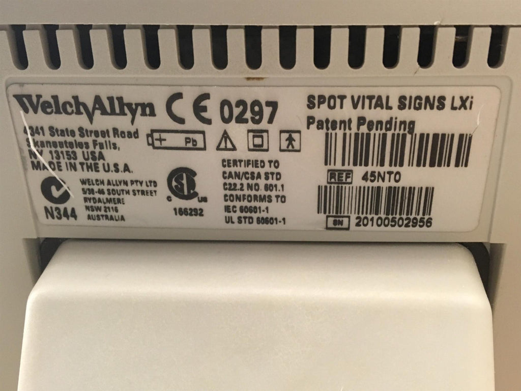 Welch Allyn Spot Vital Signs LXi 45NT0 w/ SureBP, Nellcor SpO2 & SureTemp Plus