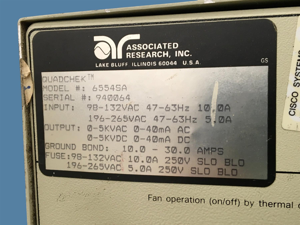 Associated Research Quadchek 6554SA Electrical Safety Compliance Analyzer